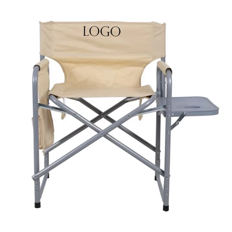 Silla de director plegable portátil para exteriores con mesa auxiliar